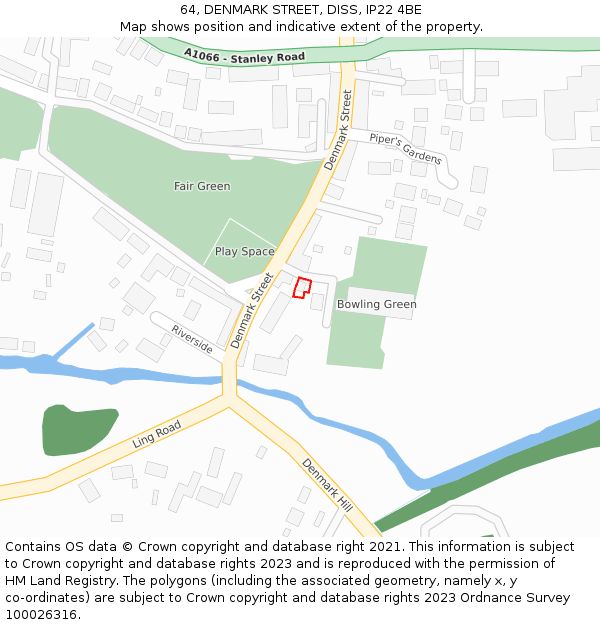 64, DENMARK STREET, DISS, IP22 4BE: Location map and indicative extent of plot