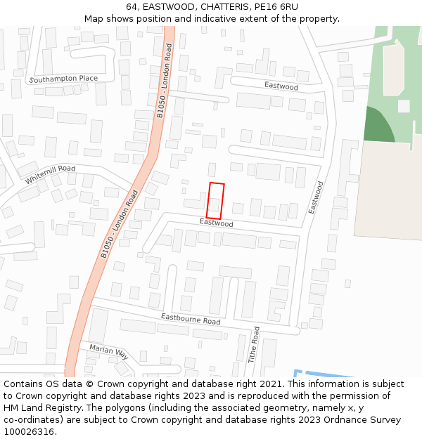 64, EASTWOOD, CHATTERIS, PE16 6RU: Location map and indicative extent of plot