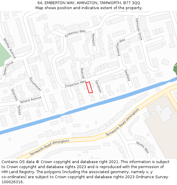 64, EMBERTON WAY, AMINGTON, TAMWORTH, B77 3QQ: Location map and indicative extent of plot