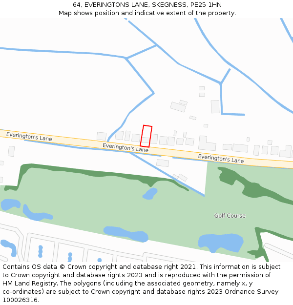 64, EVERINGTONS LANE, SKEGNESS, PE25 1HN: Location map and indicative extent of plot