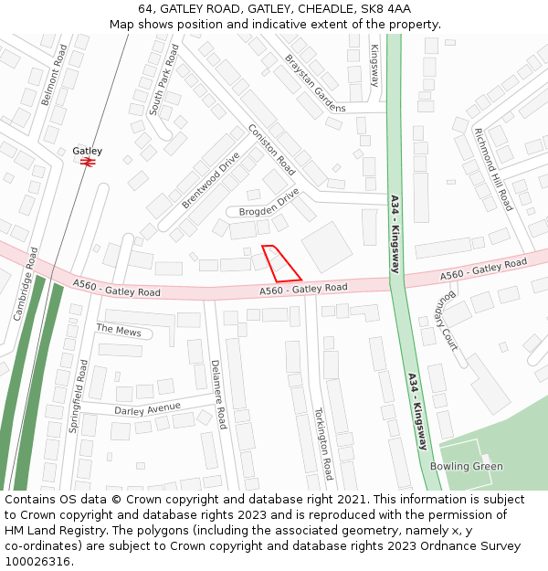 64, GATLEY ROAD, GATLEY, CHEADLE, SK8 4AA: Location map and indicative extent of plot