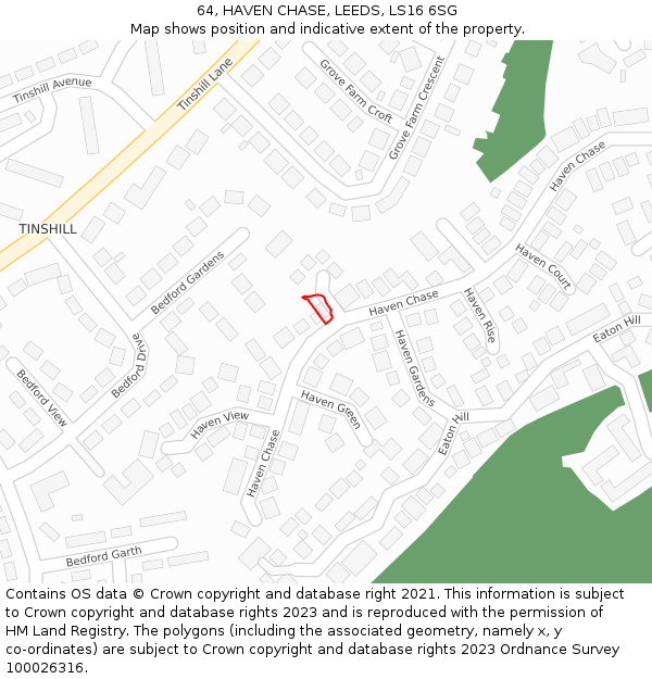 64, HAVEN CHASE, LEEDS, LS16 6SG: Location map and indicative extent of plot