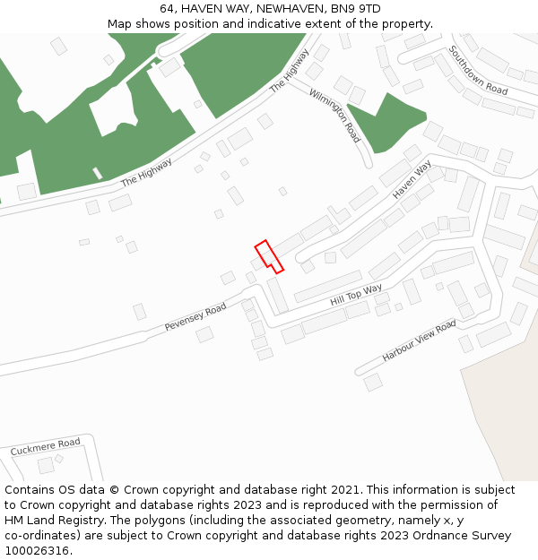 64, HAVEN WAY, NEWHAVEN, BN9 9TD: Location map and indicative extent of plot