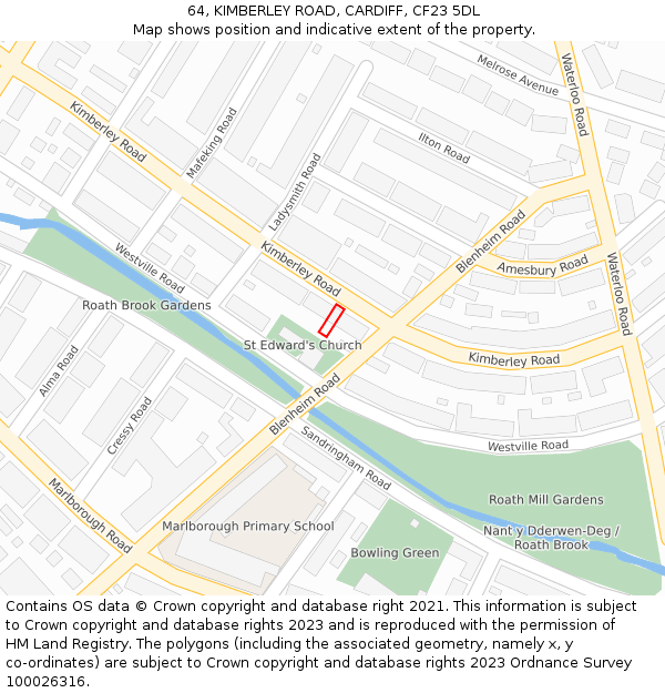 64, KIMBERLEY ROAD, CARDIFF, CF23 5DL: Location map and indicative extent of plot