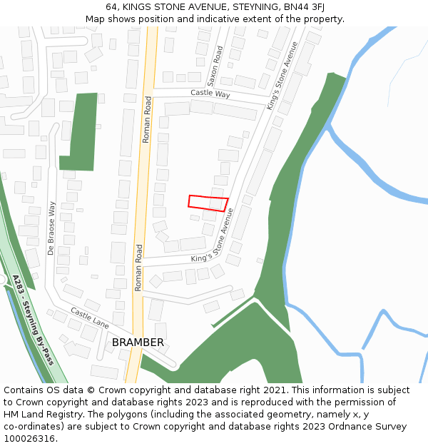 64, KINGS STONE AVENUE, STEYNING, BN44 3FJ: Location map and indicative extent of plot