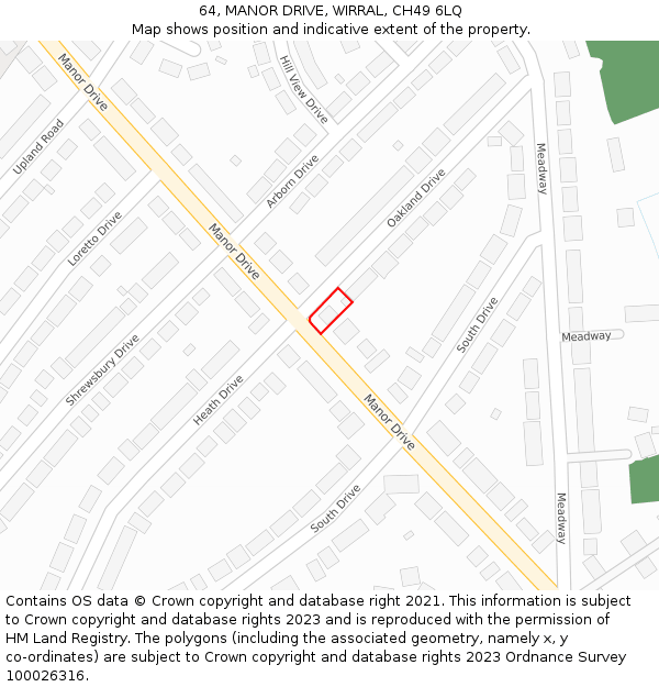 64, MANOR DRIVE, WIRRAL, CH49 6LQ: Location map and indicative extent of plot