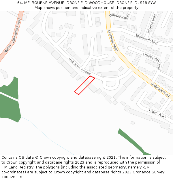 64, MELBOURNE AVENUE, DRONFIELD WOODHOUSE, DRONFIELD, S18 8YW: Location map and indicative extent of plot