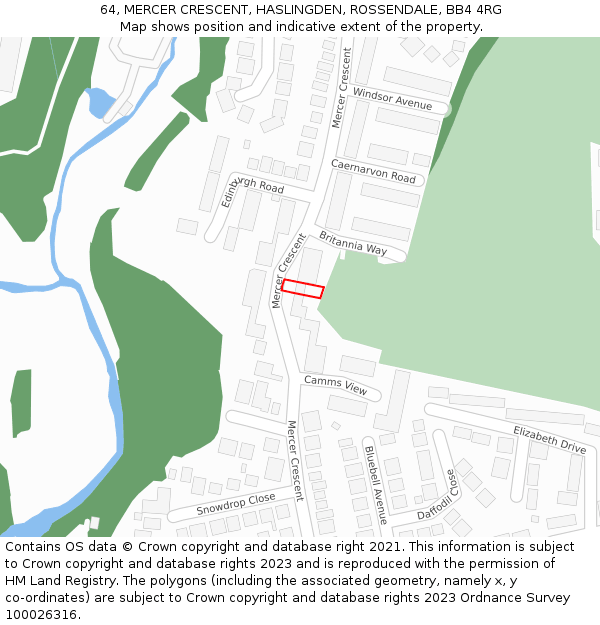 64, MERCER CRESCENT, HASLINGDEN, ROSSENDALE, BB4 4RG: Location map and indicative extent of plot