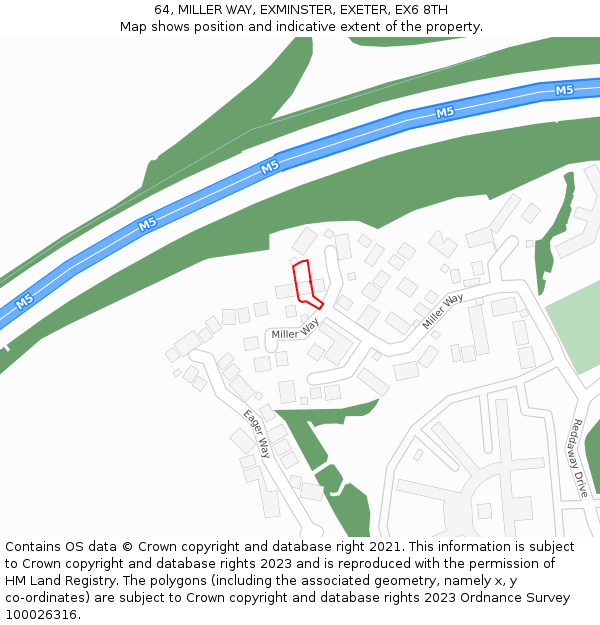 64, MILLER WAY, EXMINSTER, EXETER, EX6 8TH: Location map and indicative extent of plot