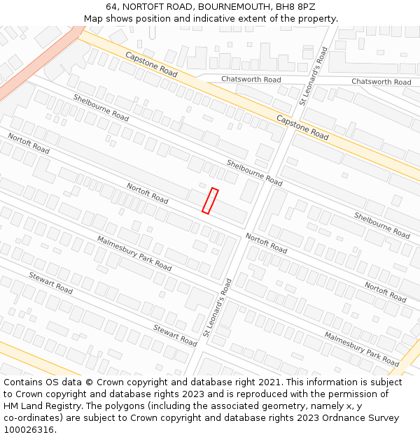 64, NORTOFT ROAD, BOURNEMOUTH, BH8 8PZ: Location map and indicative extent of plot