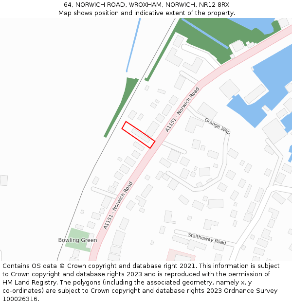 64, NORWICH ROAD, WROXHAM, NORWICH, NR12 8RX: Location map and indicative extent of plot