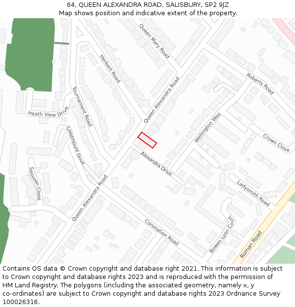 64, QUEEN ALEXANDRA ROAD, SALISBURY, SP2 9JZ: Location map and indicative extent of plot