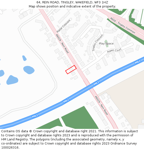 64, REIN ROAD, TINGLEY, WAKEFIELD, WF3 1HZ: Location map and indicative extent of plot