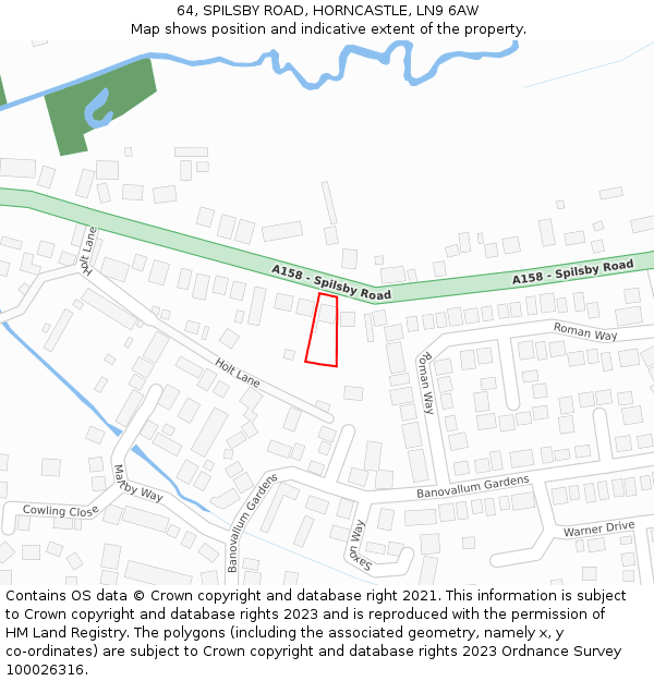 64, SPILSBY ROAD, HORNCASTLE, LN9 6AW: Location map and indicative extent of plot