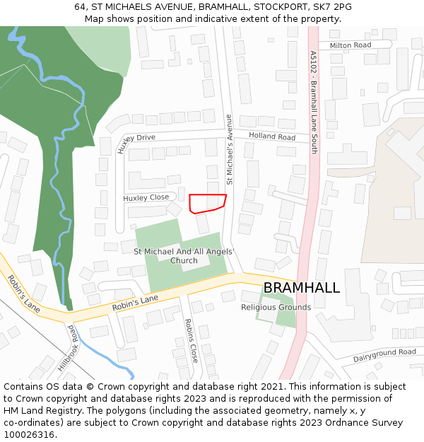 64, ST MICHAELS AVENUE, BRAMHALL, STOCKPORT, SK7 2PG: Location map and indicative extent of plot