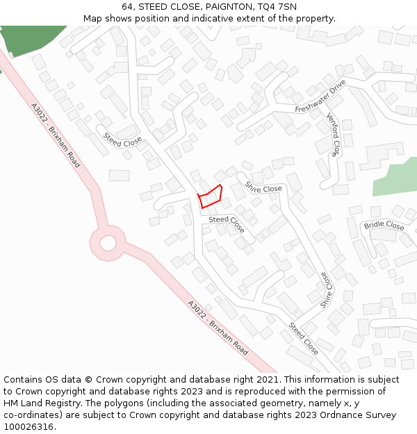 64, STEED CLOSE, PAIGNTON, TQ4 7SN: Location map and indicative extent of plot