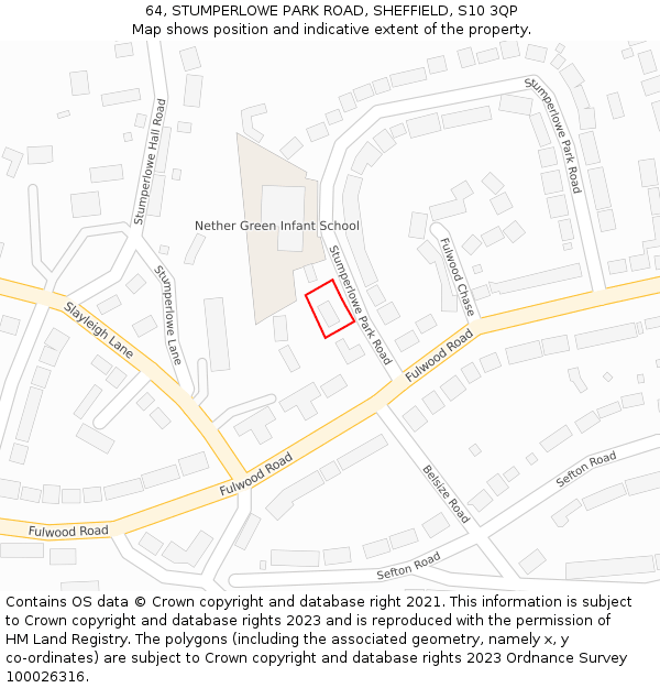 64, STUMPERLOWE PARK ROAD, SHEFFIELD, S10 3QP: Location map and indicative extent of plot