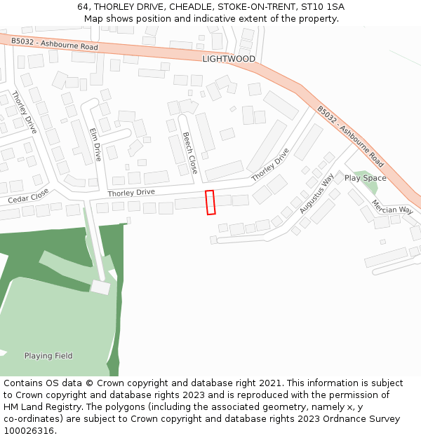 64, THORLEY DRIVE, CHEADLE, STOKE-ON-TRENT, ST10 1SA: Location map and indicative extent of plot