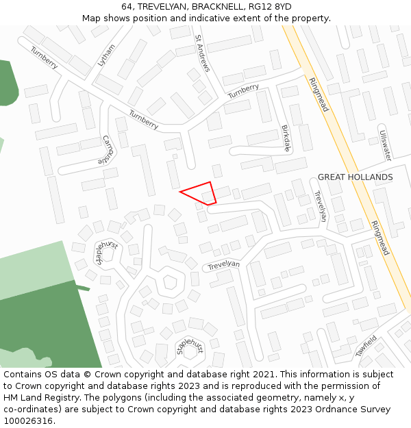 64, TREVELYAN, BRACKNELL, RG12 8YD: Location map and indicative extent of plot