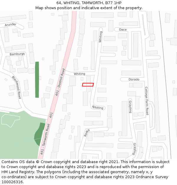 64, WHITING, TAMWORTH, B77 1HP: Location map and indicative extent of plot