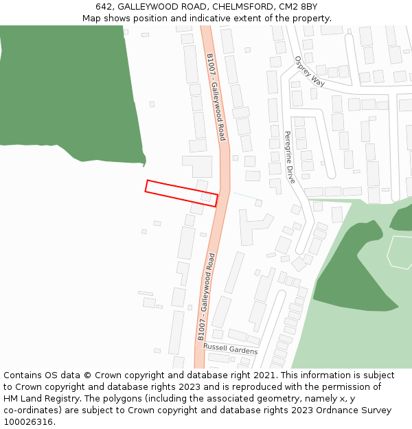 642, GALLEYWOOD ROAD, CHELMSFORD, CM2 8BY: Location map and indicative extent of plot