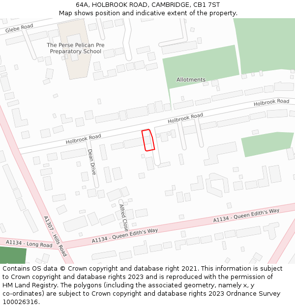 64A, HOLBROOK ROAD, CAMBRIDGE, CB1 7ST: Location map and indicative extent of plot