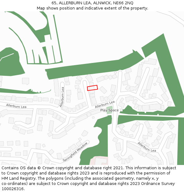 65, ALLERBURN LEA, ALNWICK, NE66 2NQ: Location map and indicative extent of plot