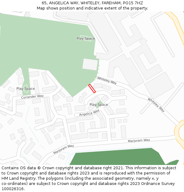 65, ANGELICA WAY, WHITELEY, FAREHAM, PO15 7HZ: Location map and indicative extent of plot