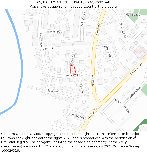 65, BARLEY RISE, STRENSALL, YORK, YO32 5AB: Location map and indicative extent of plot