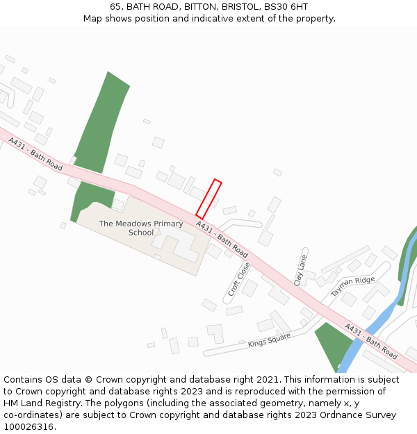 65, BATH ROAD, BITTON, BRISTOL, BS30 6HT: Location map and indicative extent of plot