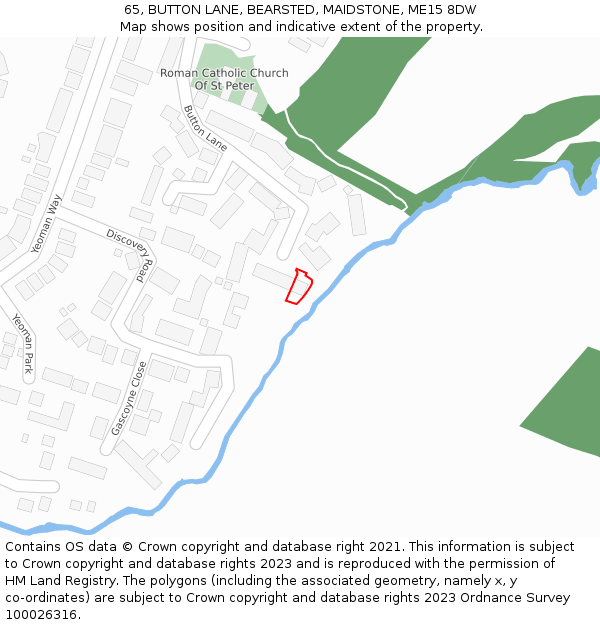 65, BUTTON LANE, BEARSTED, MAIDSTONE, ME15 8DW: Location map and indicative extent of plot