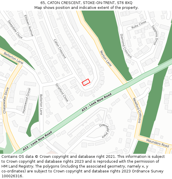 65, CATON CRESCENT, STOKE-ON-TRENT, ST6 8XQ: Location map and indicative extent of plot