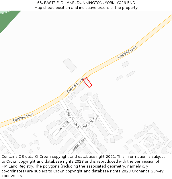 65, EASTFIELD LANE, DUNNINGTON, YORK, YO19 5ND: Location map and indicative extent of plot