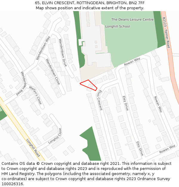 65, ELVIN CRESCENT, ROTTINGDEAN, BRIGHTON, BN2 7FF: Location map and indicative extent of plot