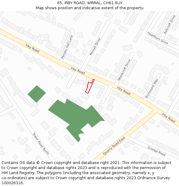 65, IRBY ROAD, WIRRAL, CH61 6UY: Location map and indicative extent of plot