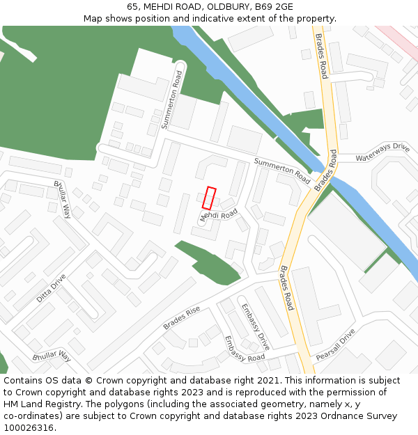 65, MEHDI ROAD, OLDBURY, B69 2GE: Location map and indicative extent of plot