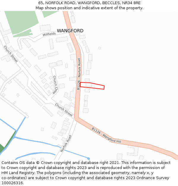 65, NORFOLK ROAD, WANGFORD, BECCLES, NR34 8RE: Location map and indicative extent of plot