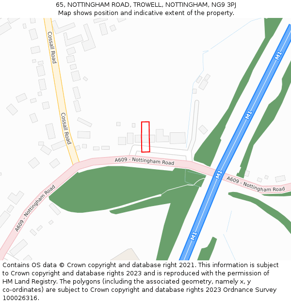 65, NOTTINGHAM ROAD, TROWELL, NOTTINGHAM, NG9 3PJ: Location map and indicative extent of plot