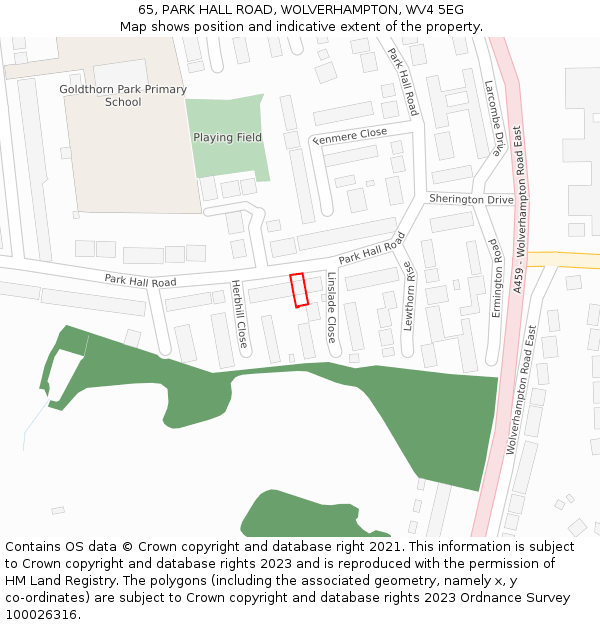 65, PARK HALL ROAD, WOLVERHAMPTON, WV4 5EG: Location map and indicative extent of plot