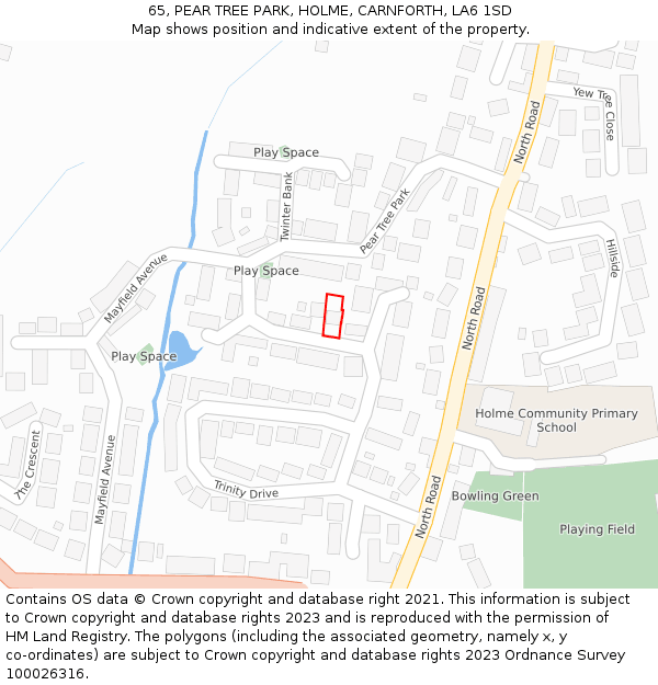 65, PEAR TREE PARK, HOLME, CARNFORTH, LA6 1SD: Location map and indicative extent of plot