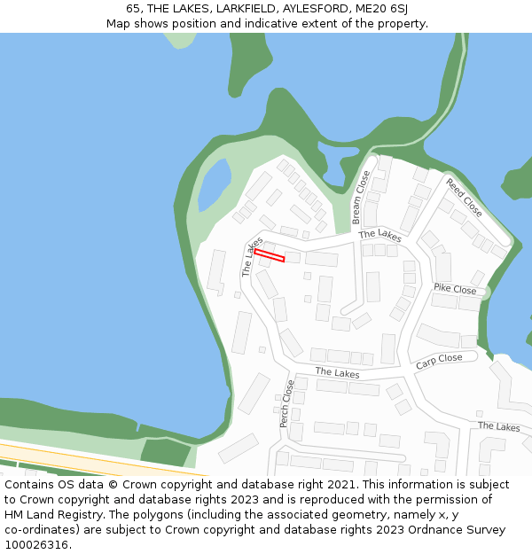 65, THE LAKES, LARKFIELD, AYLESFORD, ME20 6SJ: Location map and indicative extent of plot