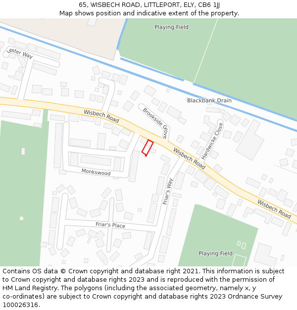 65, WISBECH ROAD, LITTLEPORT, ELY, CB6 1JJ: Location map and indicative extent of plot