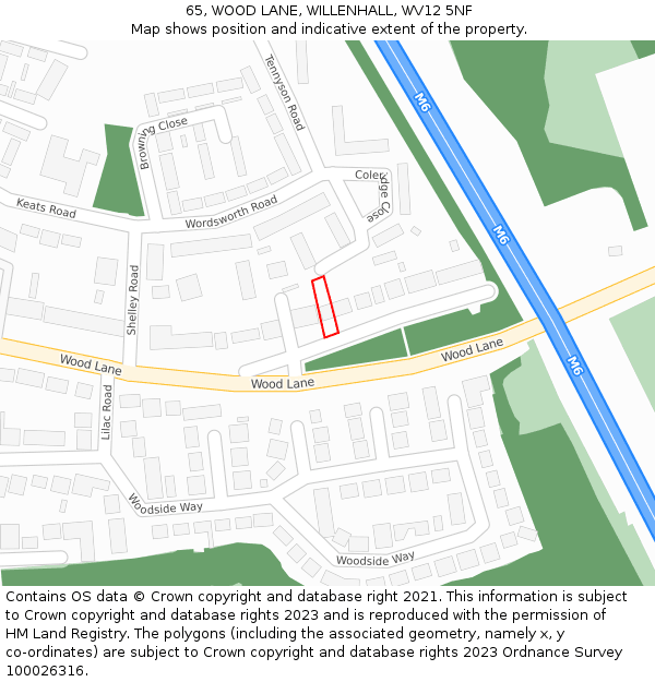 65, WOOD LANE, WILLENHALL, WV12 5NF: Location map and indicative extent of plot