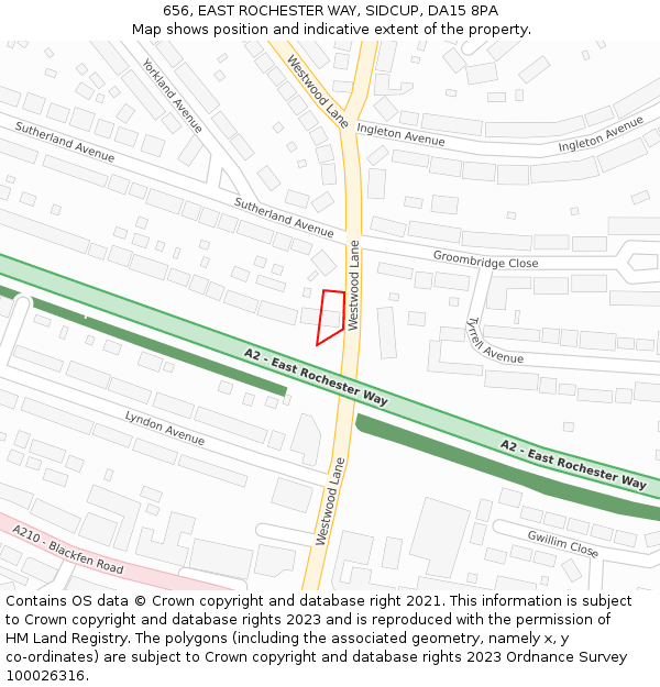 656, EAST ROCHESTER WAY, SIDCUP, DA15 8PA: Location map and indicative extent of plot