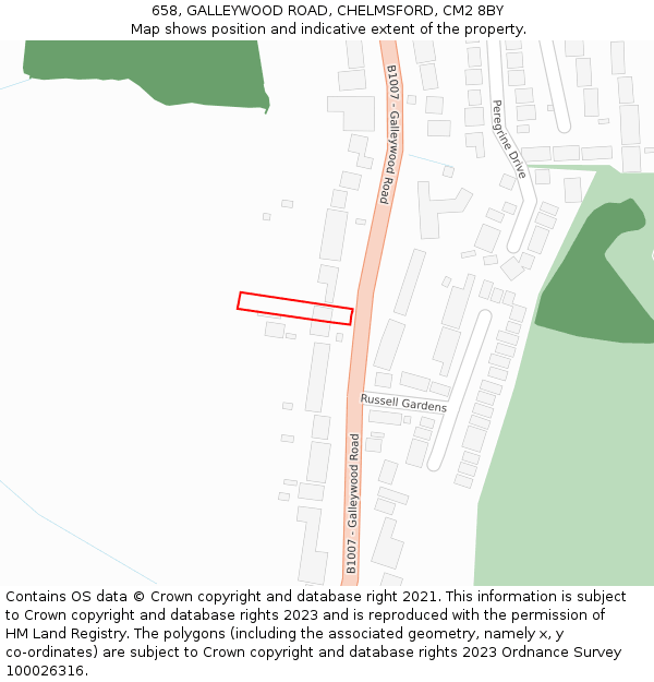 658, GALLEYWOOD ROAD, CHELMSFORD, CM2 8BY: Location map and indicative extent of plot