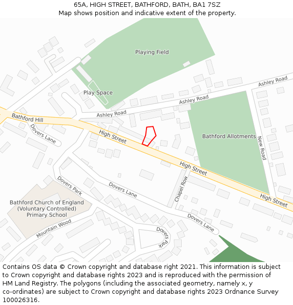 65A, HIGH STREET, BATHFORD, BATH, BA1 7SZ: Location map and indicative extent of plot