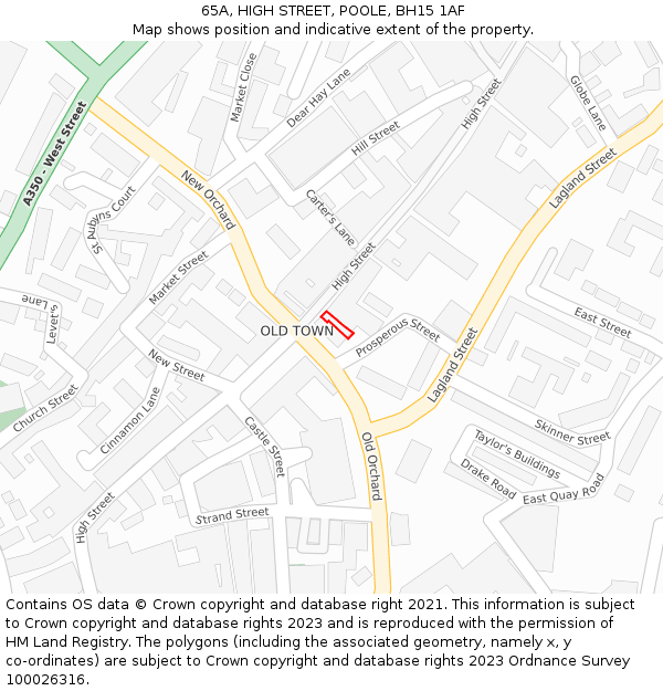 65A, HIGH STREET, POOLE, BH15 1AF: Location map and indicative extent of plot