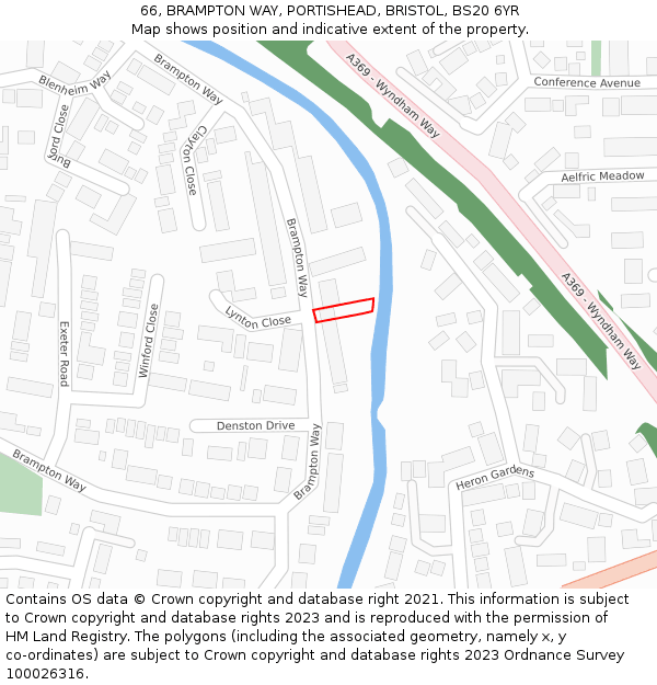 66, BRAMPTON WAY, PORTISHEAD, BRISTOL, BS20 6YR: Location map and indicative extent of plot
