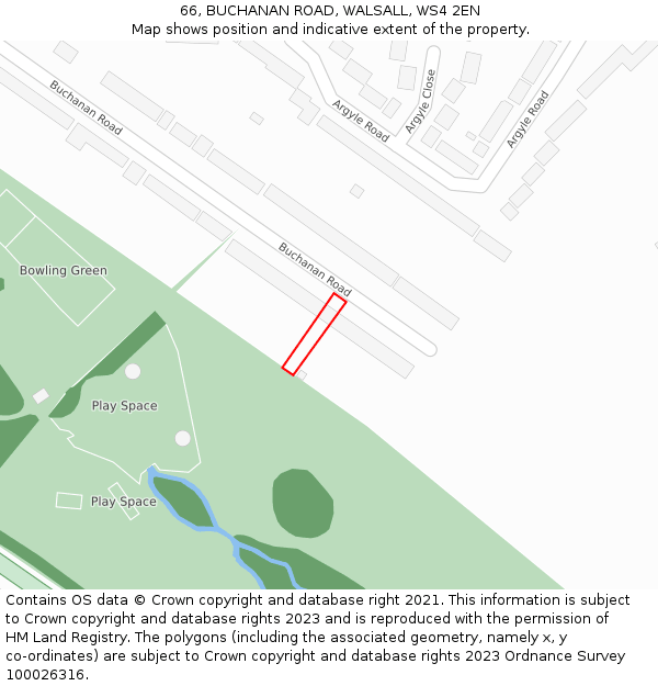 66, BUCHANAN ROAD, WALSALL, WS4 2EN: Location map and indicative extent of plot