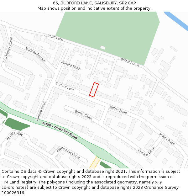 66, BURFORD LANE, SALISBURY, SP2 8AP: Location map and indicative extent of plot